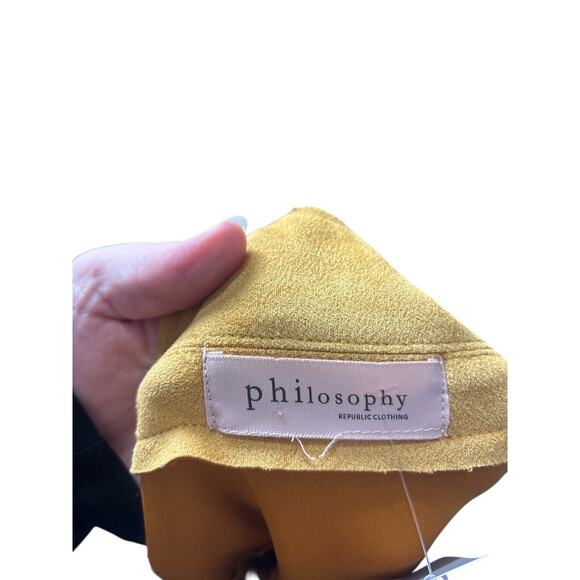 Philosophy Faux Suede Duster Jacket Coat Mustard
Yellow Open Front - Picture 6 of 6